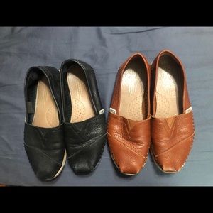 Toms leather shoes size 6.5 both for $50